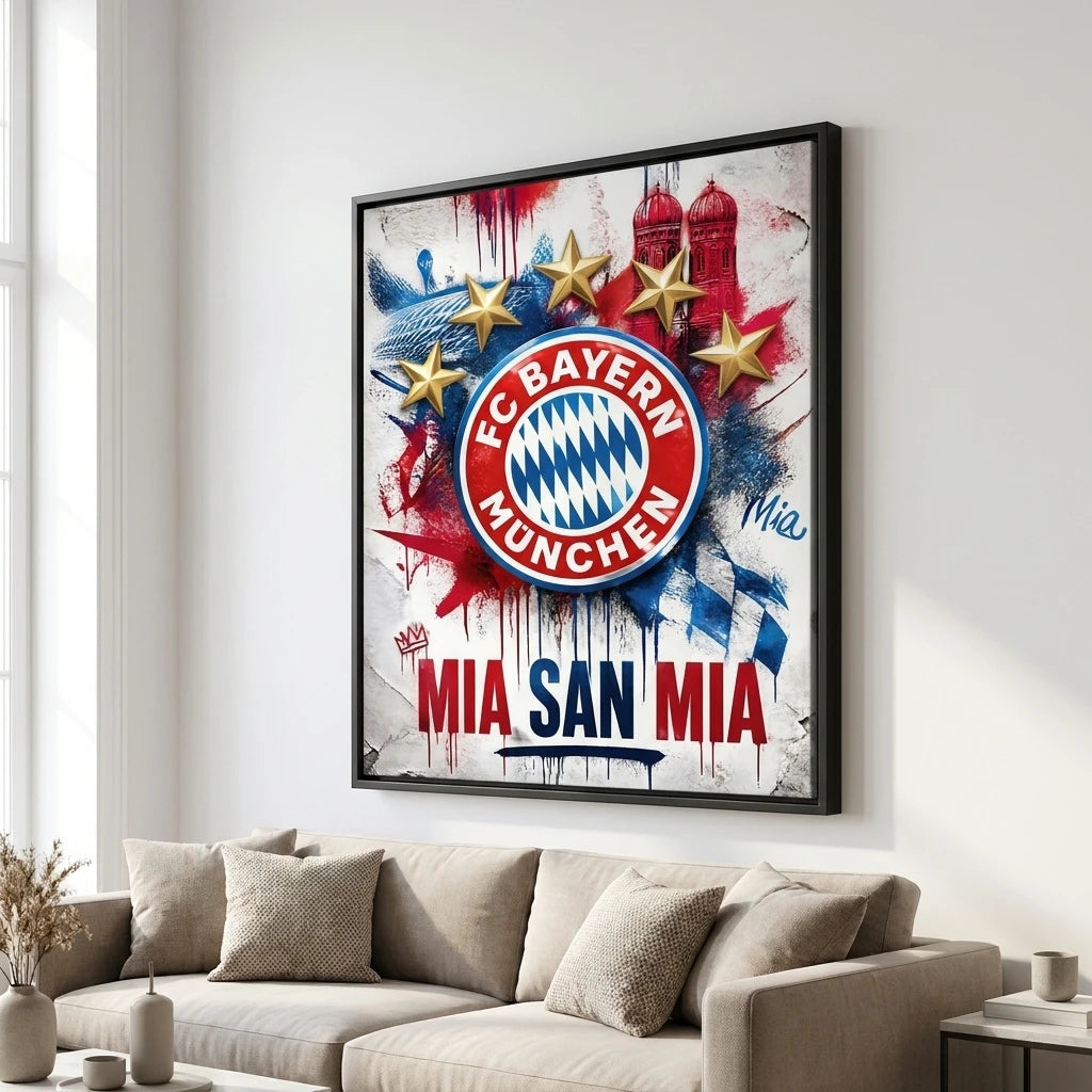 Tableau FC Bayern graffiti rouge et bleu