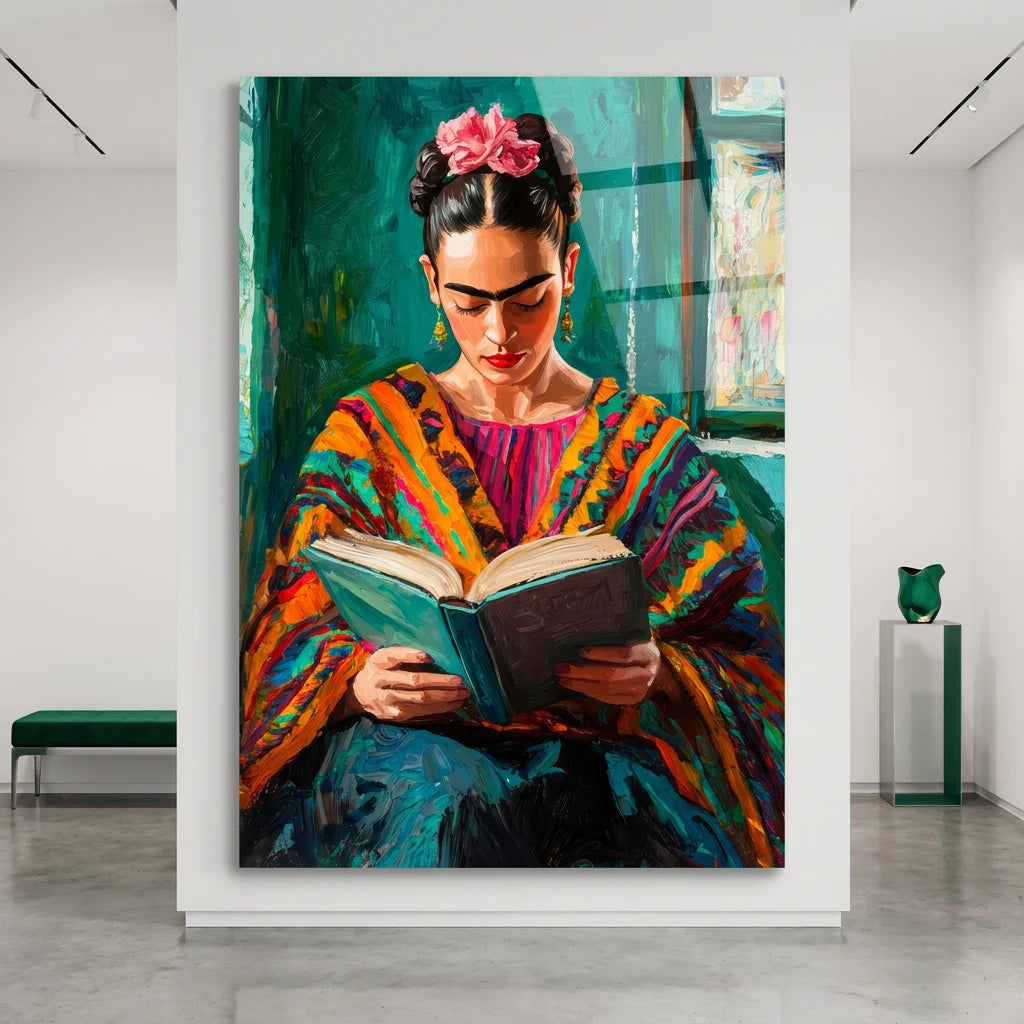 Tableau Frida Kahlo lecture bohème colorée