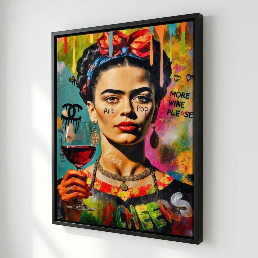Tableau Frida Kahlo pop art cadre noir