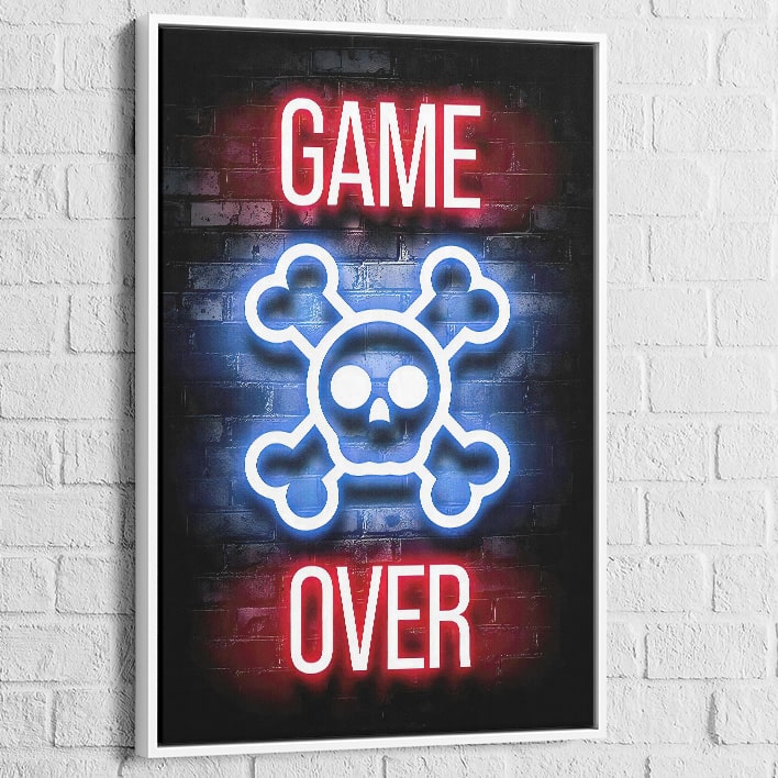 Tableau Gaming Game Over Néon d