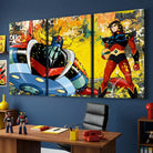 Tableau Goldorak 3 panneaux avec Actarus et robot géant