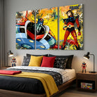 Tableau Goldorak Actarus en 3 panneaux style anime japonais