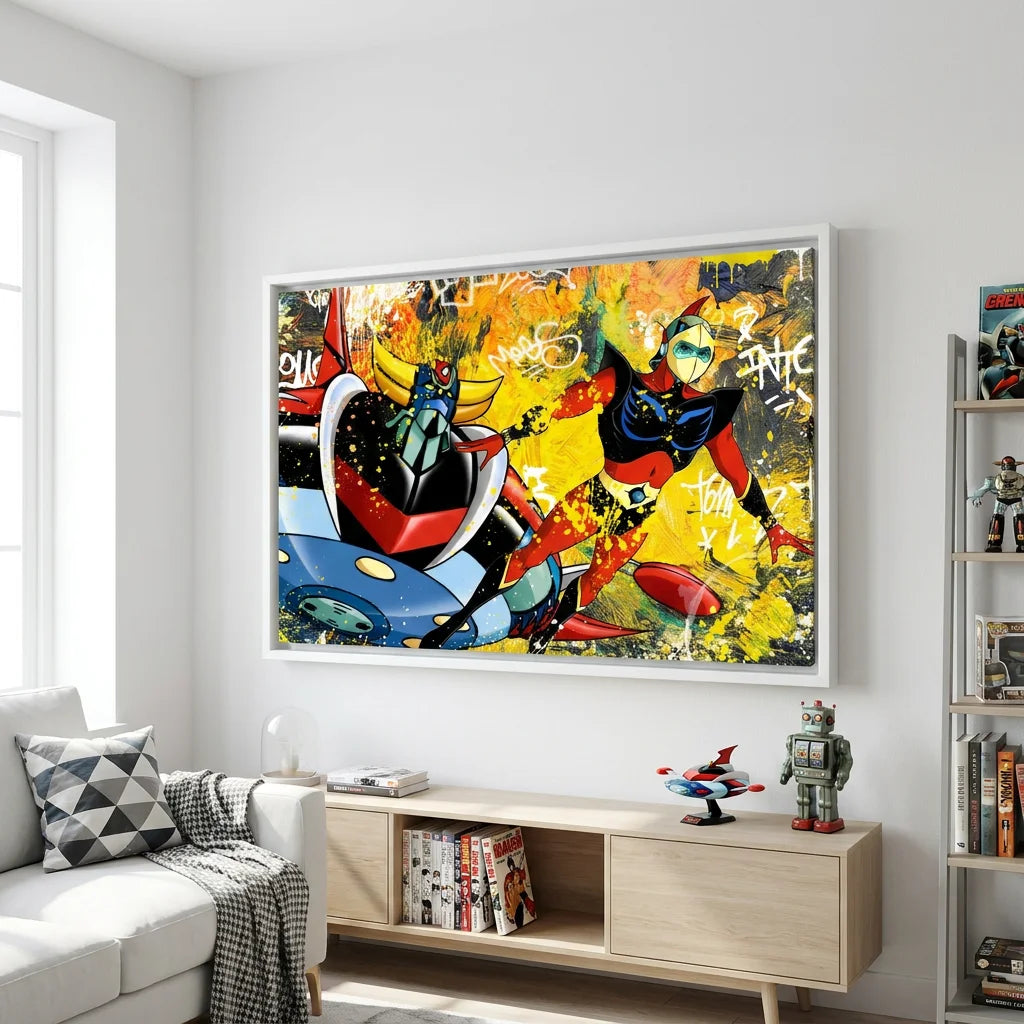 Tableau Goldorak Actarus pop culture avec couleurs vives