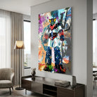 Tableau Goldorak Fashion avec fond graffiti et motifs luxe