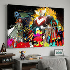 Tableau Goldorak Graffiti avec personnages rétro et fond coloré