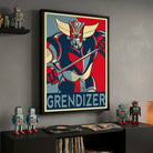 Tableau Goldorak Grendizer avec robot culte et fond rouge