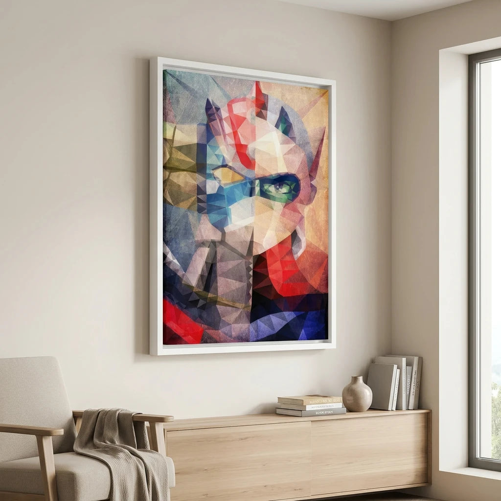 Tableau Goldorak coloré avec effet polygonal moderne