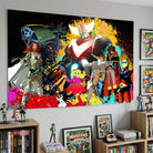 Tableau Goldorak coloré avec héros d’anime rétro