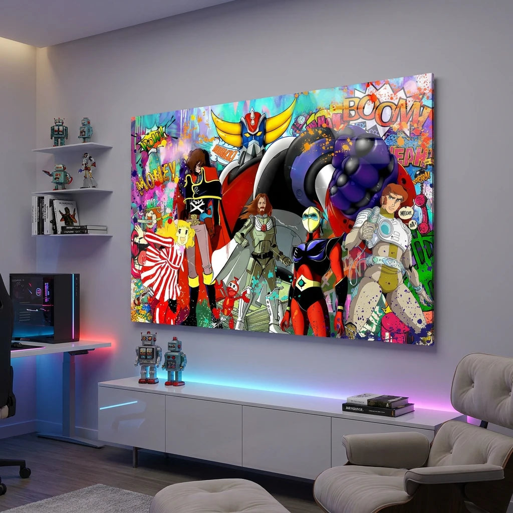 Tableau Goldorak et les Amis pour salon chambre ou bureau