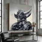 Tableau Goldorak graffiti avec tags urbains monochromes