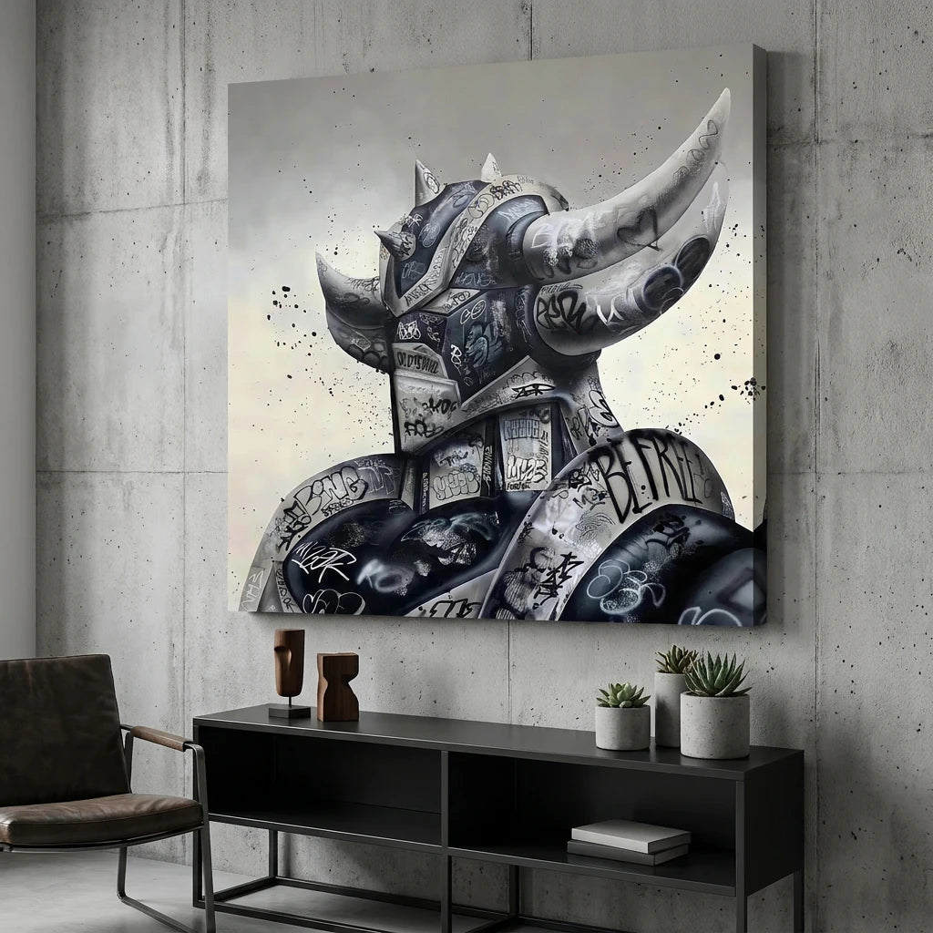 Tableau Goldorak style graffiti pour salon moderne