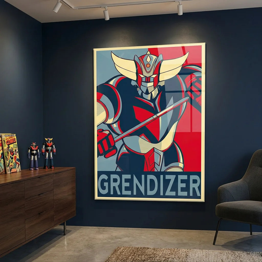 Tableau Grendizer style manga vintage et science-fiction
