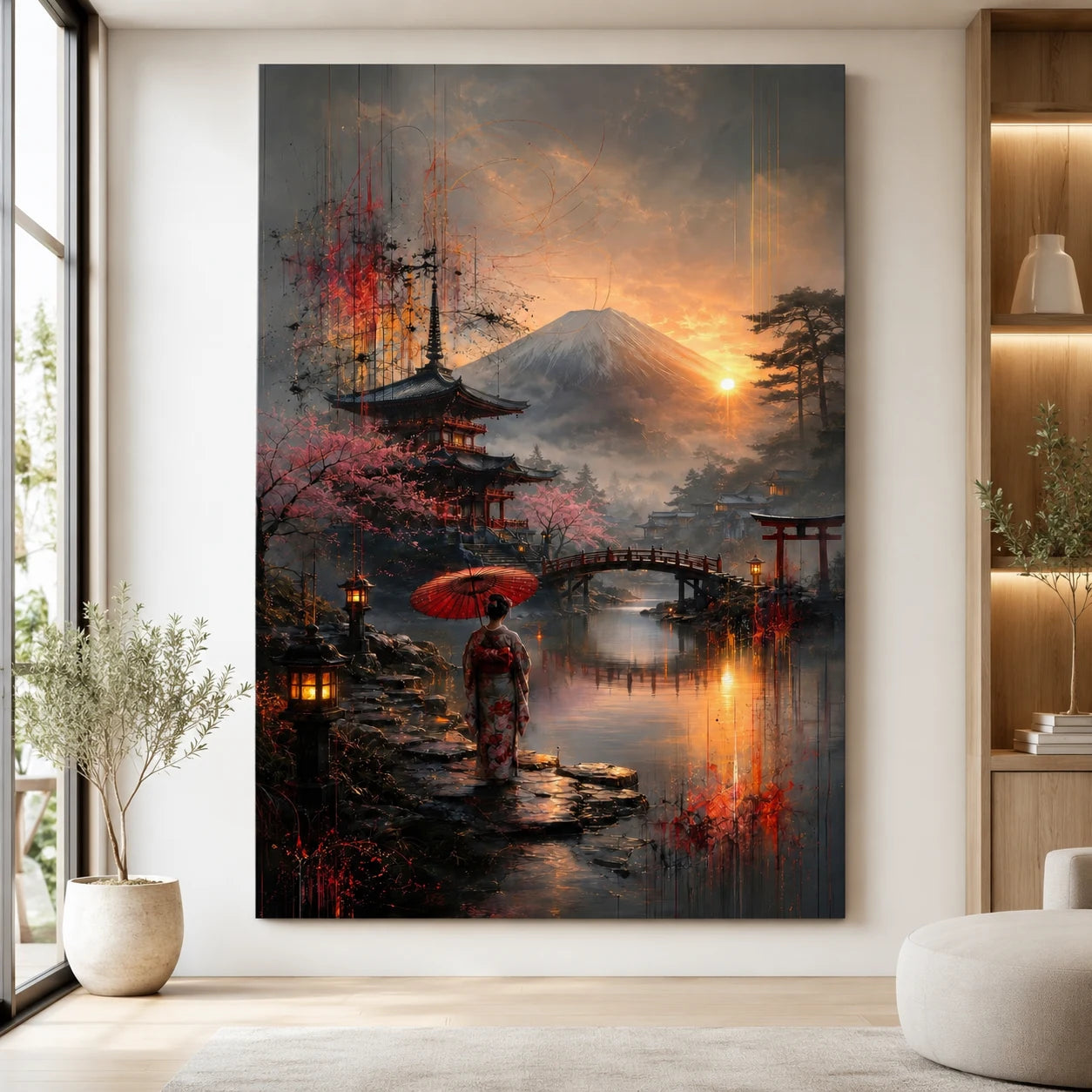 Tableau Japon Éternel Geisha au Mont Fuji