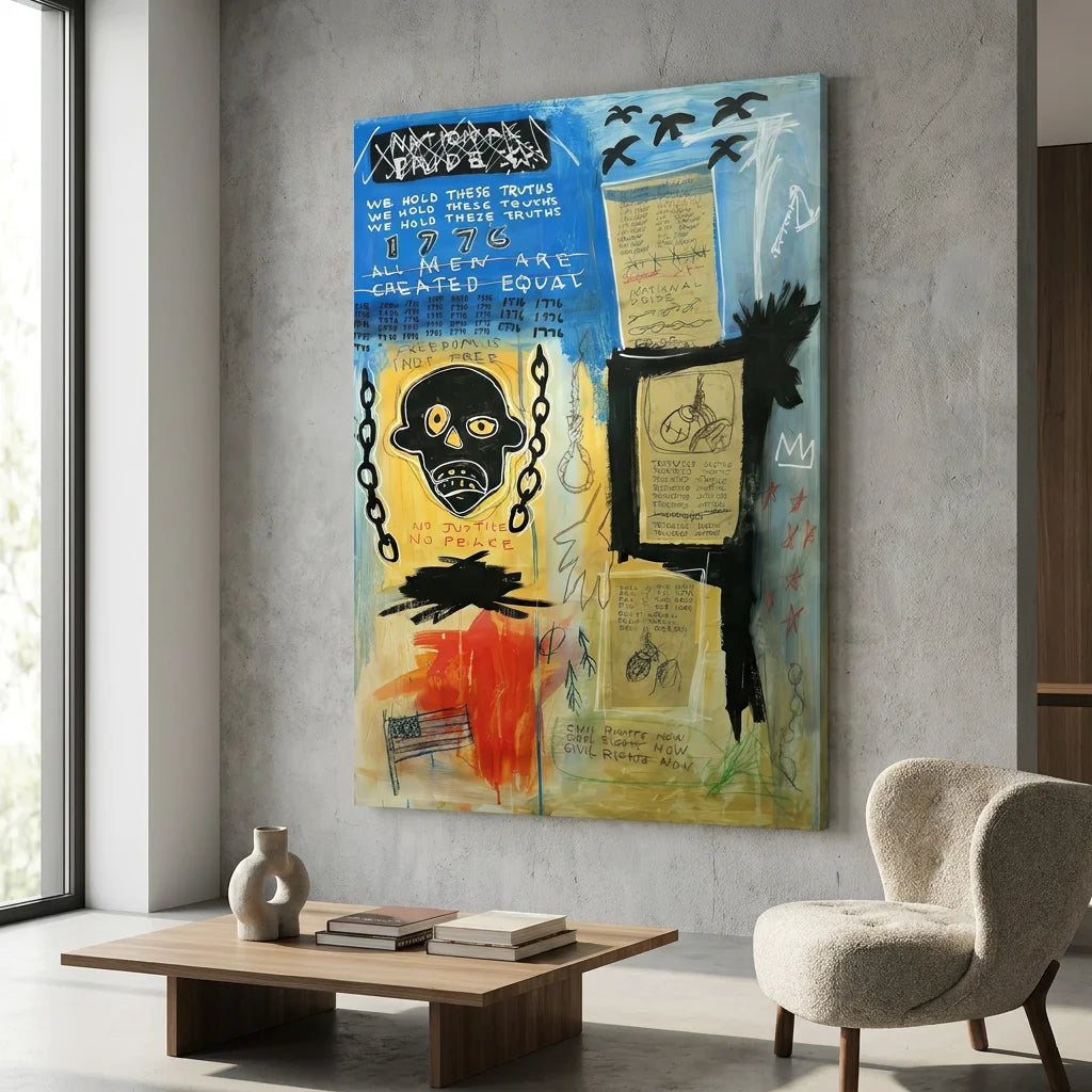Tableau Jean-Michel Basquiat 1-3 1984 avec visage noir graphique
