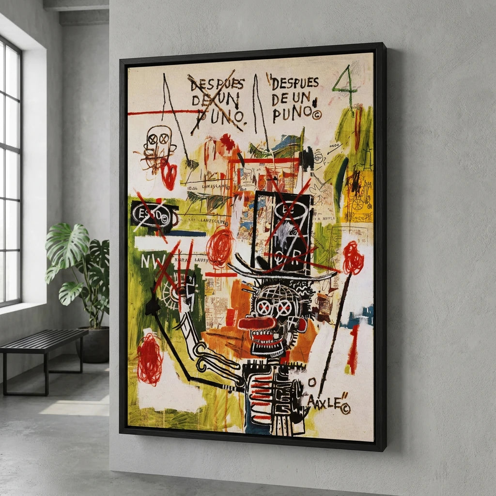Tableau Jean-Michel Basquiat After Puno avec crâne graphique