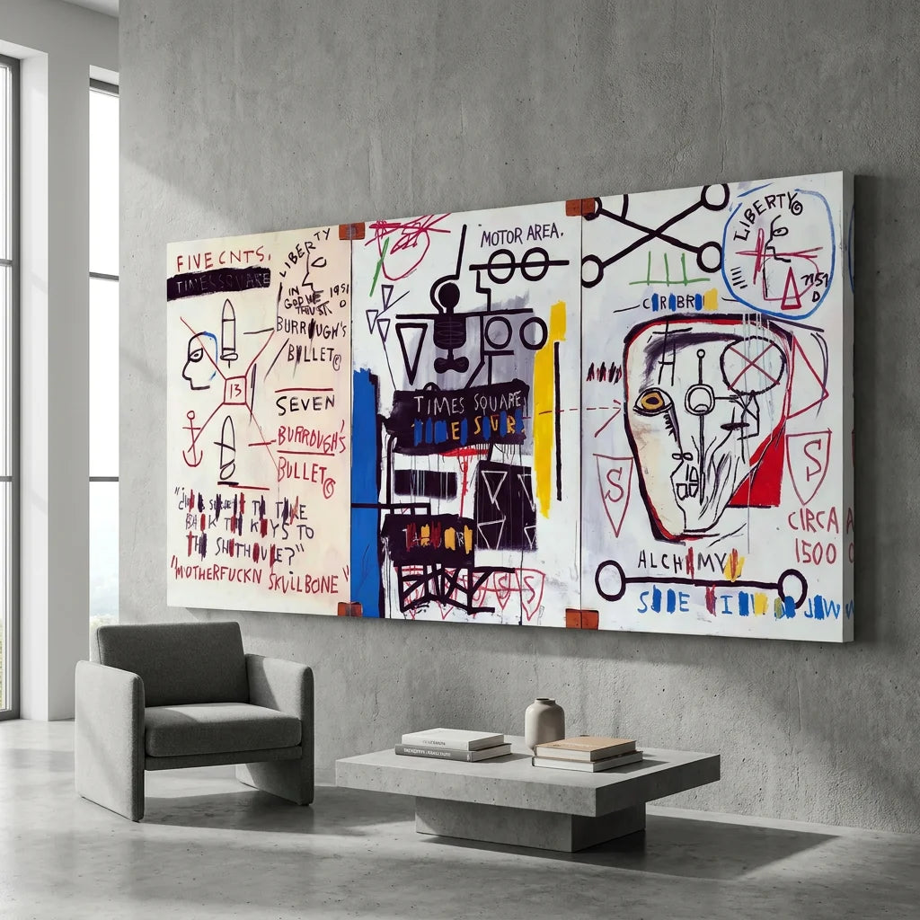 Tableau Jean-Michel Basquiat Burroughs style art brut contemporain