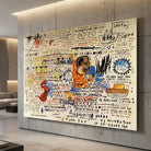 Tableau Jean Michel Basquiat 50 cent Piece avec écritures graphiques