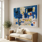 Tableau Jean Michel Basquiat avec textes et dessins abstraits