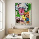 Tableau Jean Michel Basquiat avec visage abstrait et couleurs vives