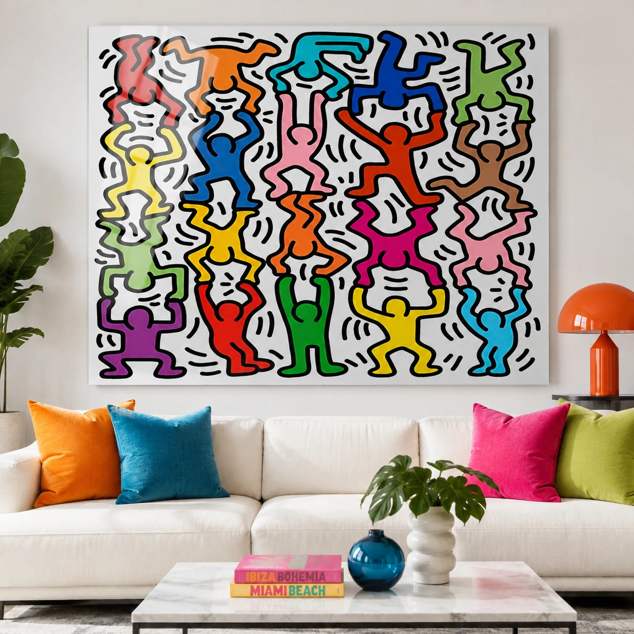 Tableau Keith Haring Acrobats II en plexiglas brillant