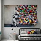 Tableau L’enfant devant le mur style art urbain moderne