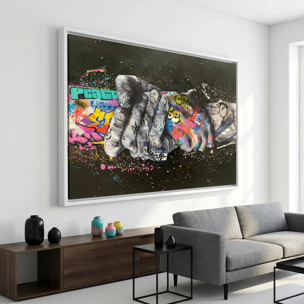 Tableau Les Mains Graffiti style art urbain moderne