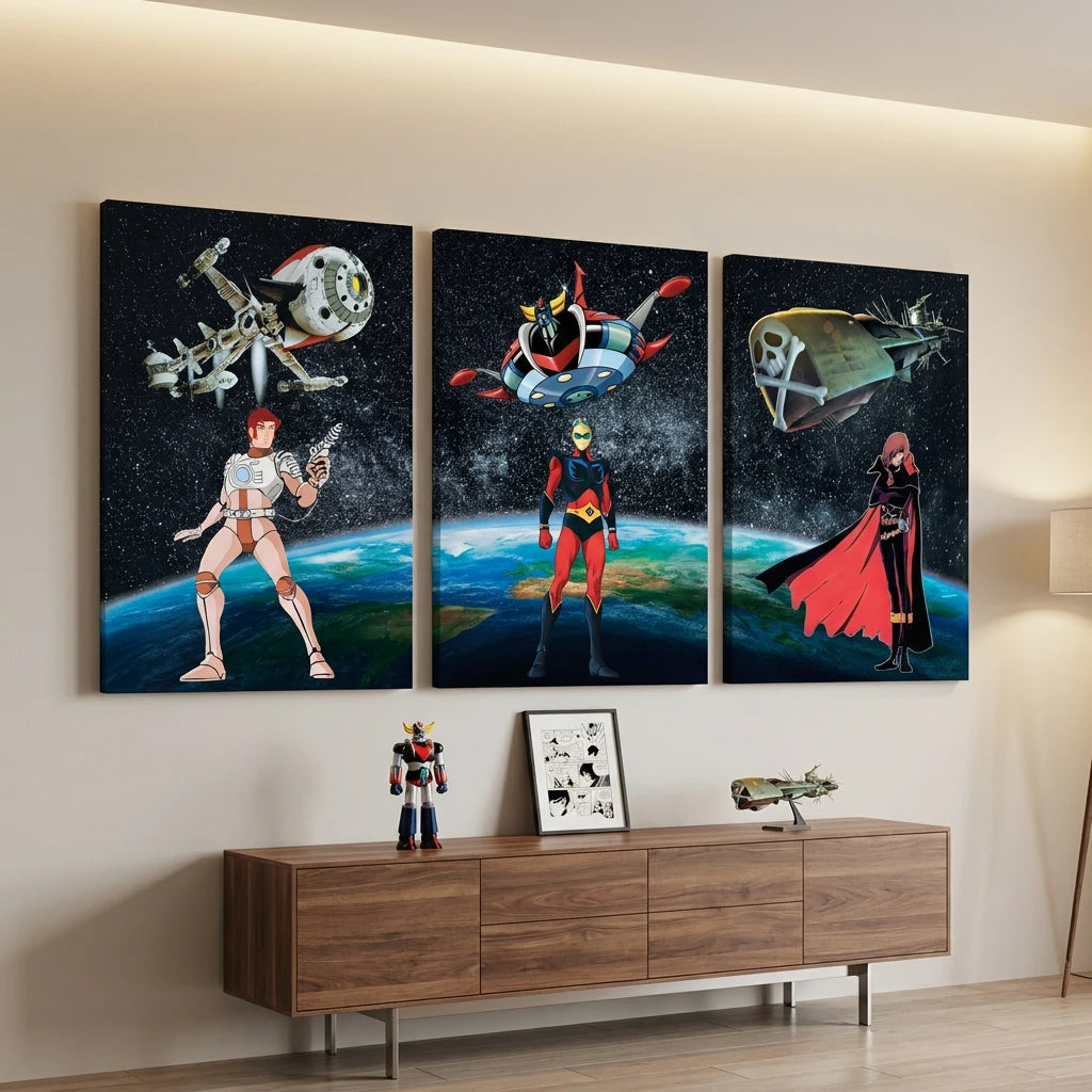 Tableau Les Super Héros style pop culture coloré
