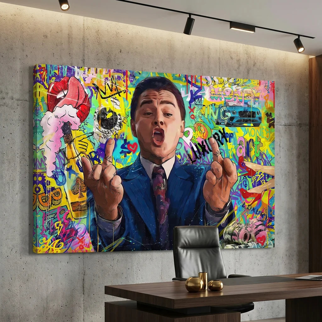 Tableau Loup de Wall Street décoration street art