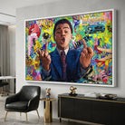 Tableau Loup de Wall Street style pop art coloré