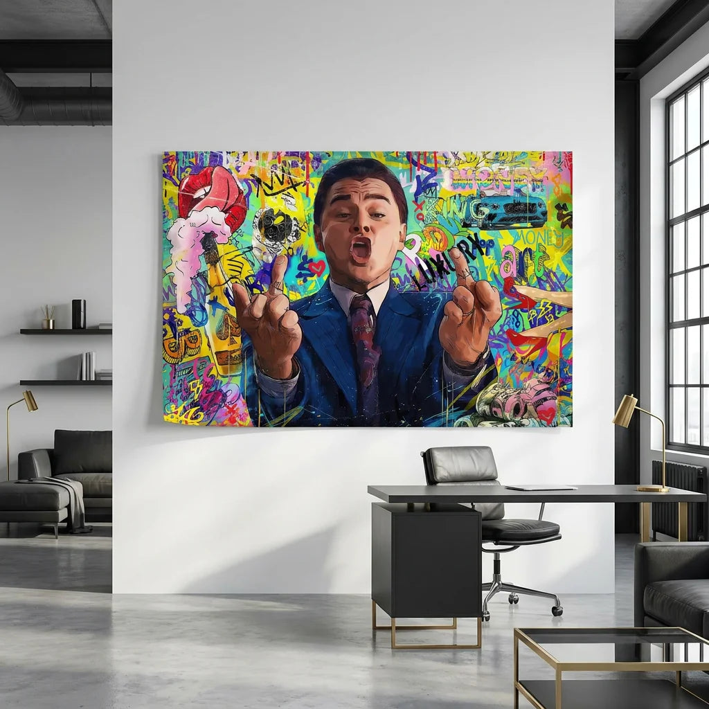 Tableau Loup de Wall Street style urbain premium