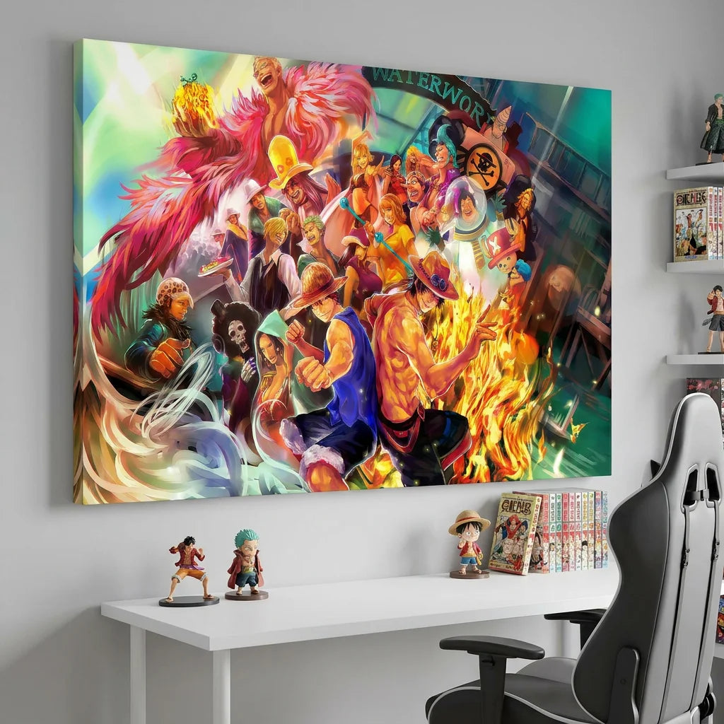 Tableau Luffy and Friends pour chambre geek ou bureau gaming