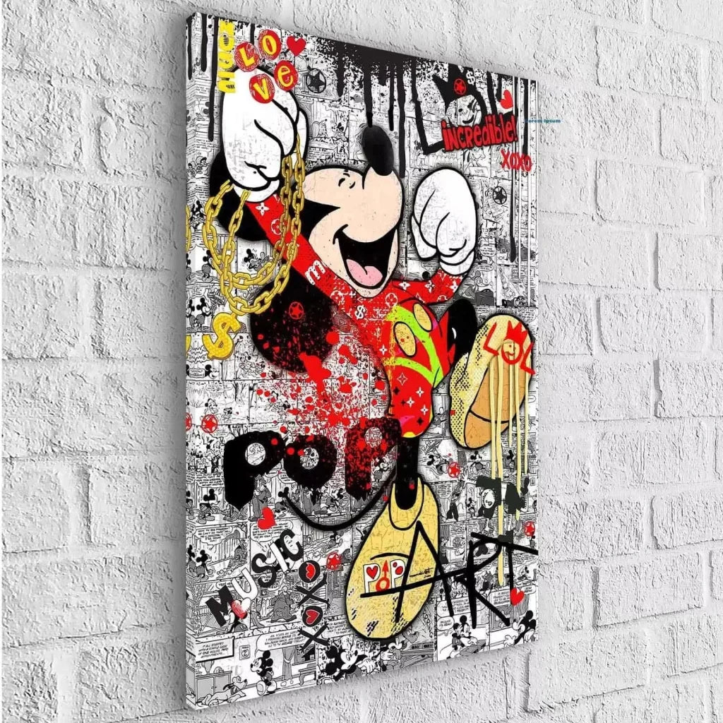 Tableau Mickey Pop Art façon graffiti urbain pour salon design