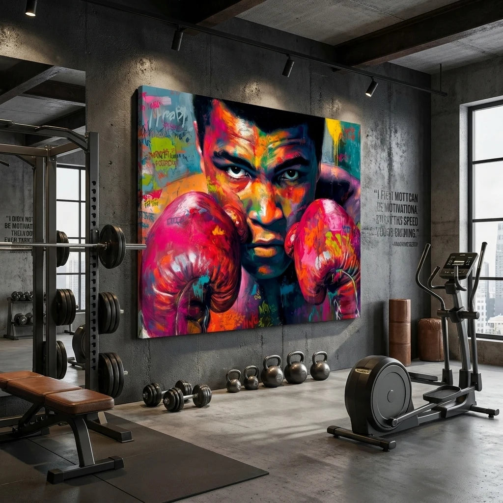 Tableau Muhammad Ali Street Art moderne et coloré
