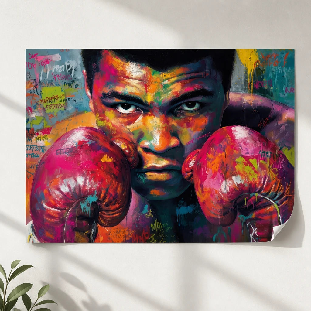 Tableau Muhammad Ali graffiti urbain XXL