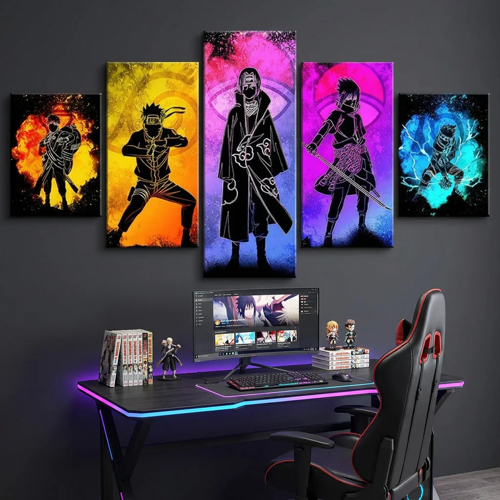 Tableau Naruto 5 Parties Spectre des Shinobi Éclat de Couleurs