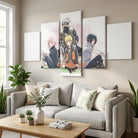 Tableau Naruto 5 panneaux avec équipe de Konoha