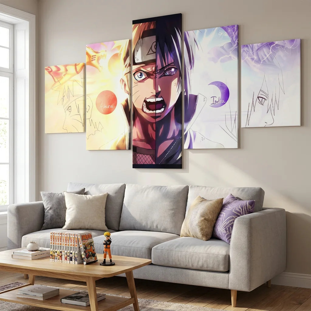 Tableau Naruto 5 parties Itachi pour chambre geek