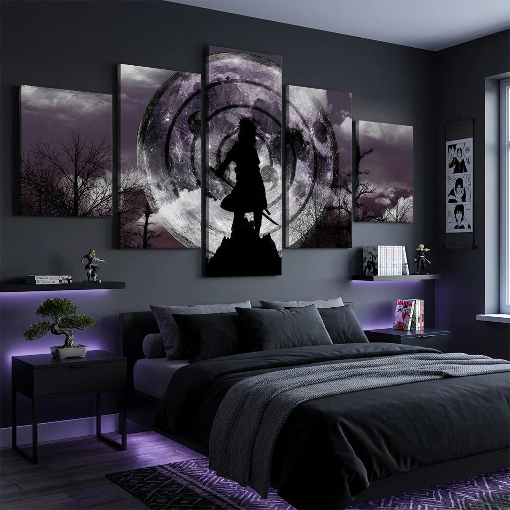 Tableau Naruto 5 parties ambiance nocturne et mystique