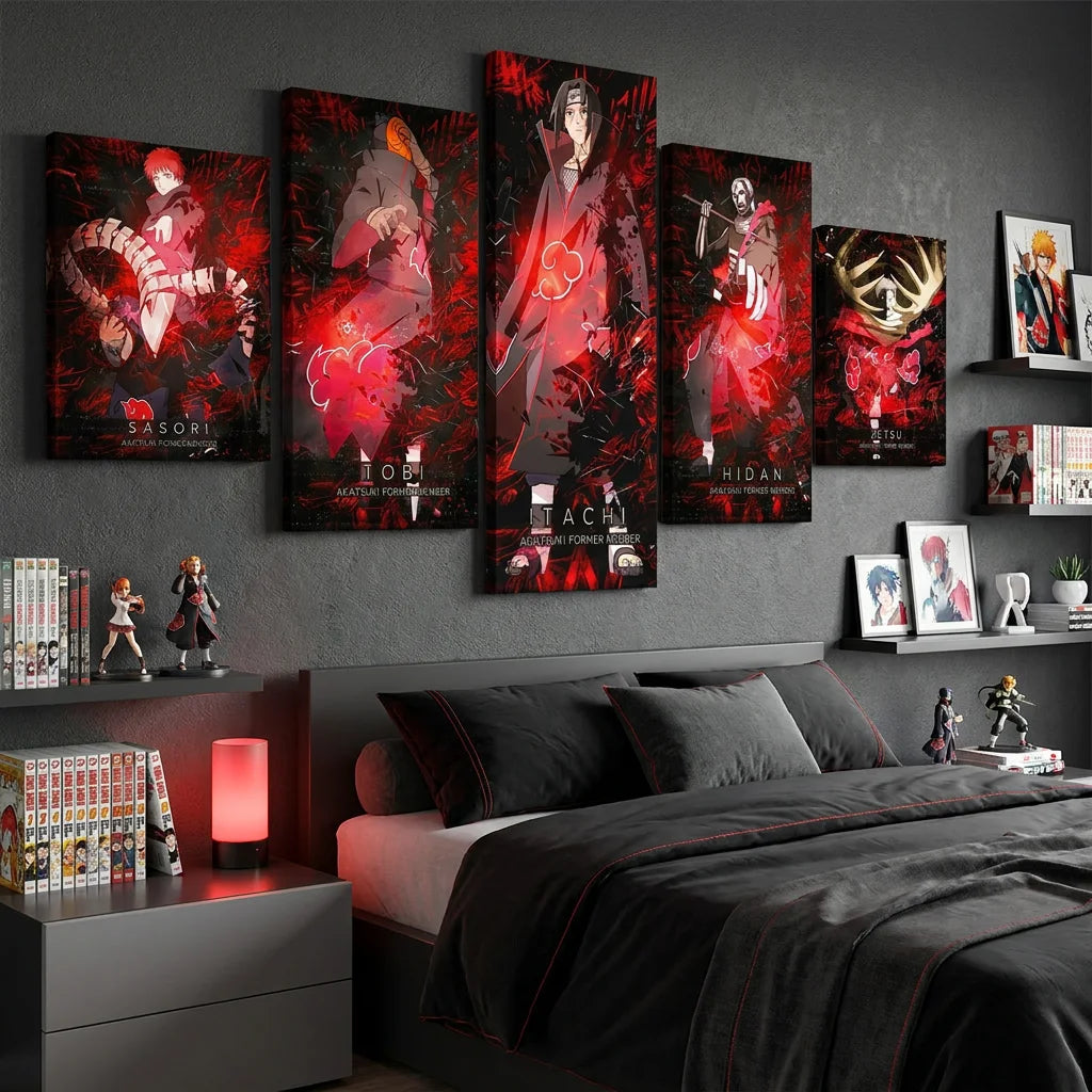 Tableau Naruto 5 parties style manga japonais