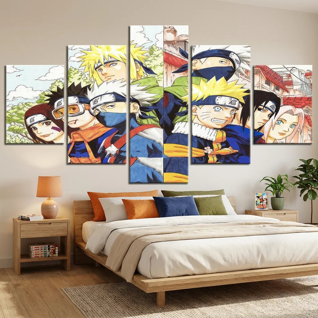 Tableau Naruto Génération Ninja en 5 panneaux