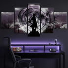 Tableau Naruto avec lune géante et silhouette ninja