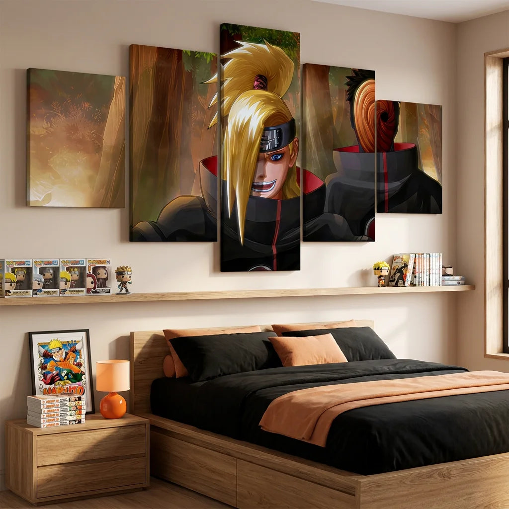 Tableau Naruto Éclat Uzumaki en 5 panneaux