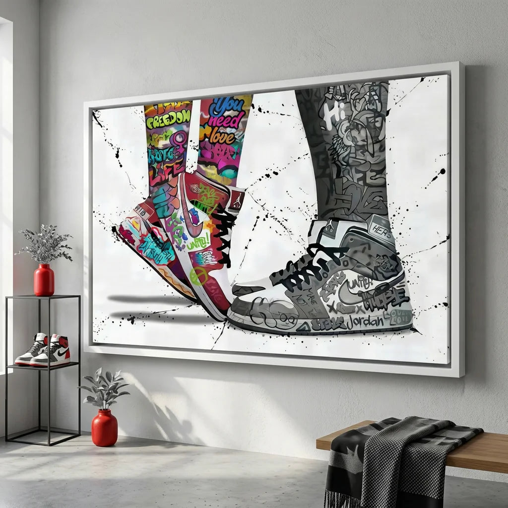 Tableau Nike Air avec baskets graffiti