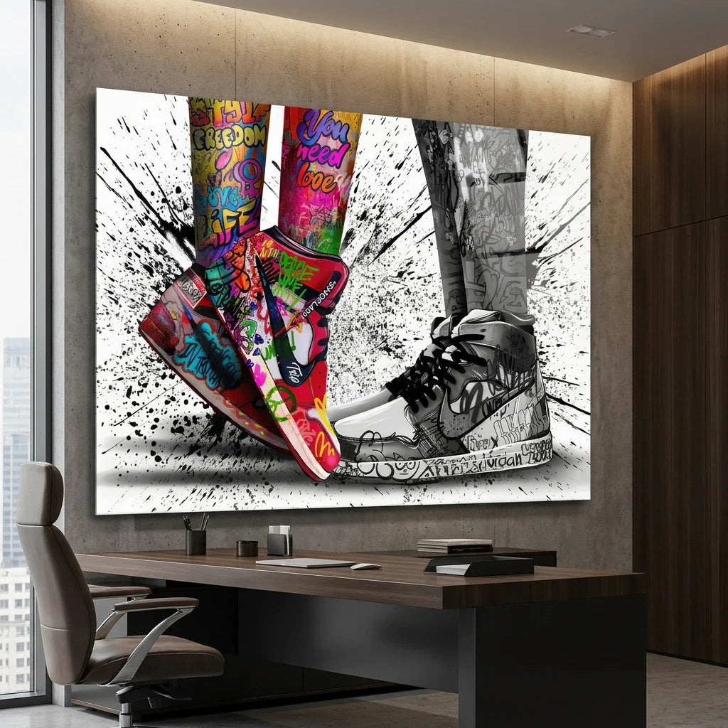 Tableau Nike art urbain pour salon moderne