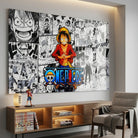 Tableau One Piece BD Mosaïque avec Luffy et scènes manga