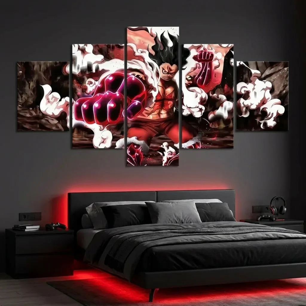 Tableau One Piece Gear Fourth 5 panneaux pour chambre geek