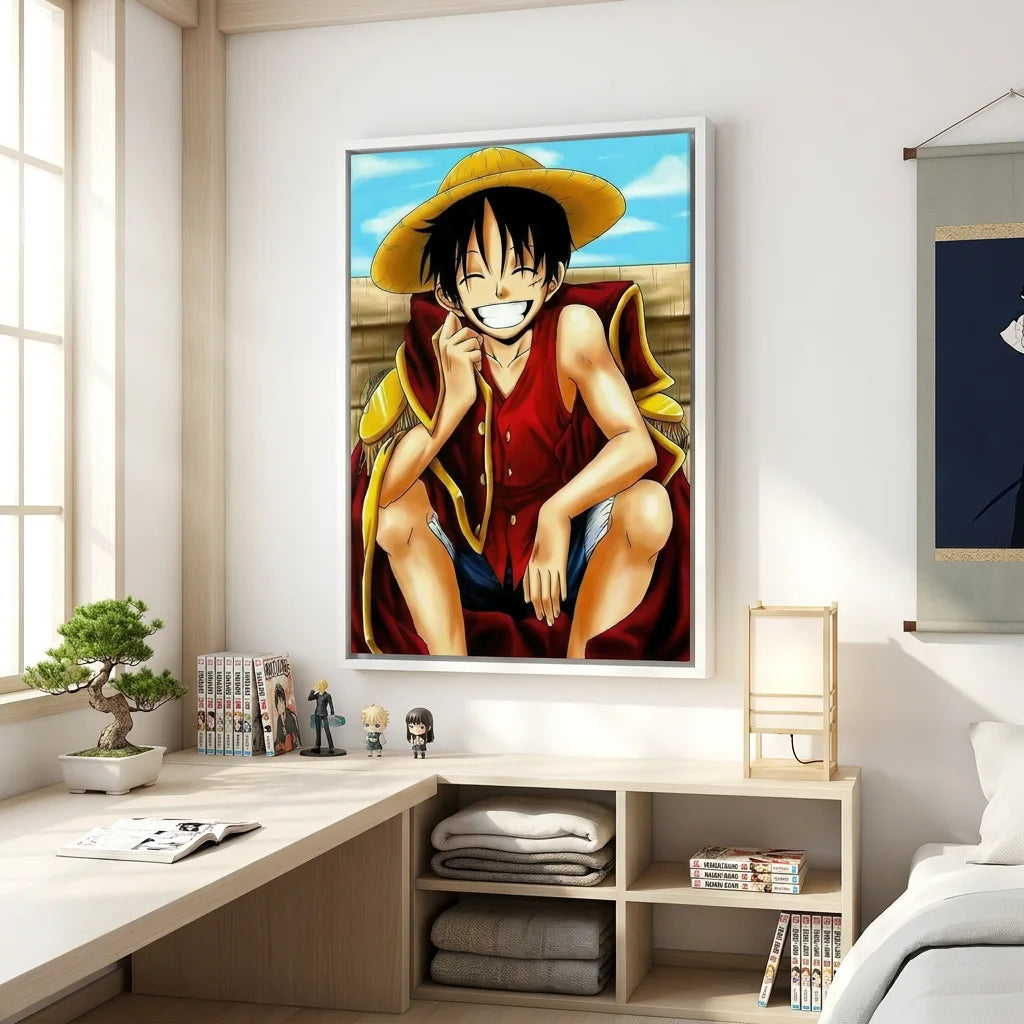 Tableau One Piece Le Sourire de Luffy avec chapeau de paille