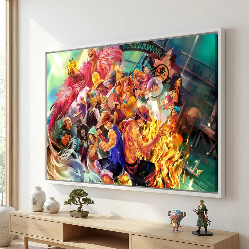 Tableau One Piece Luffy and Friends style anime japonais