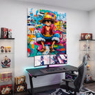 Tableau One Piece Luffy street art graffiti coloré