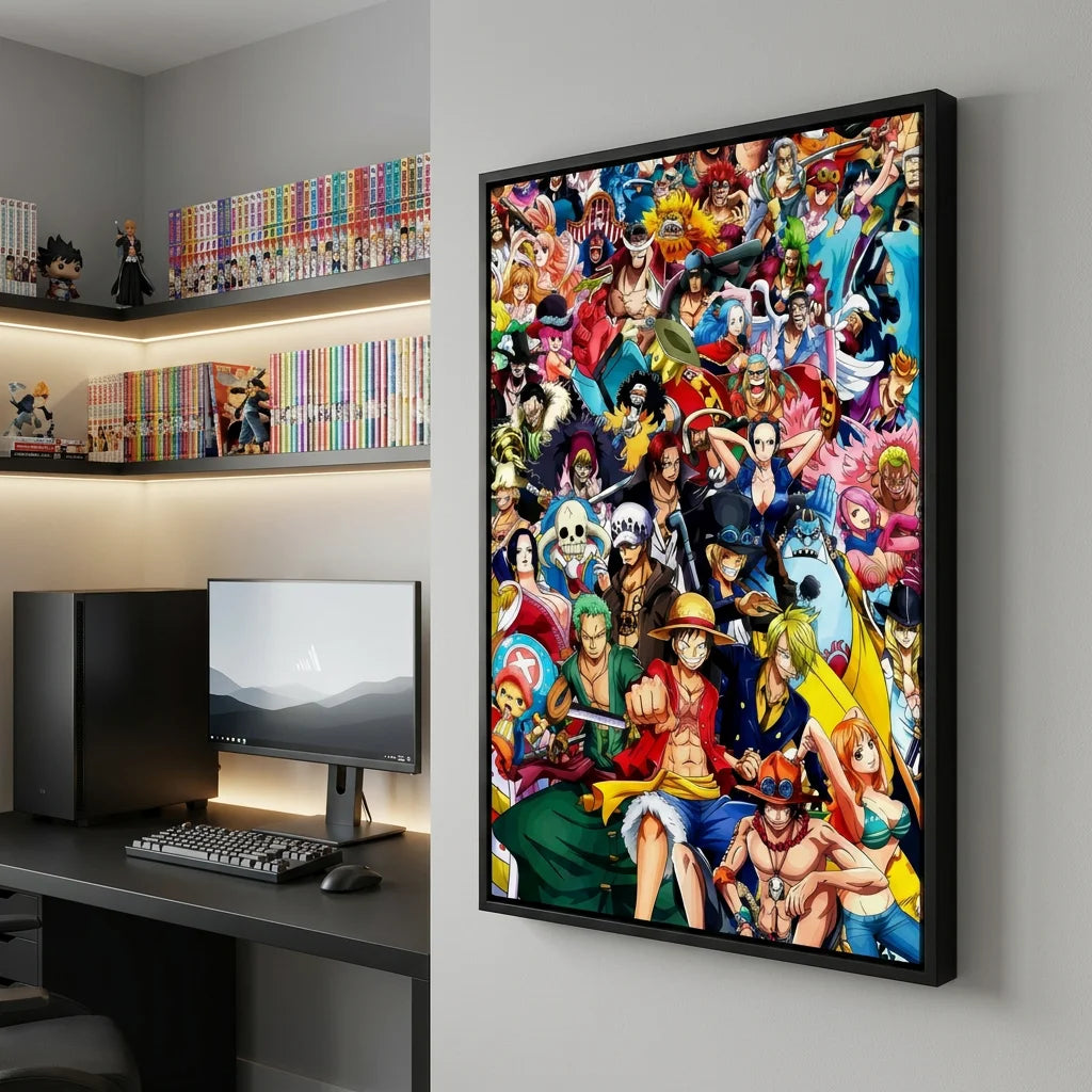 Tableau One Piece On est tous là style manga japonais